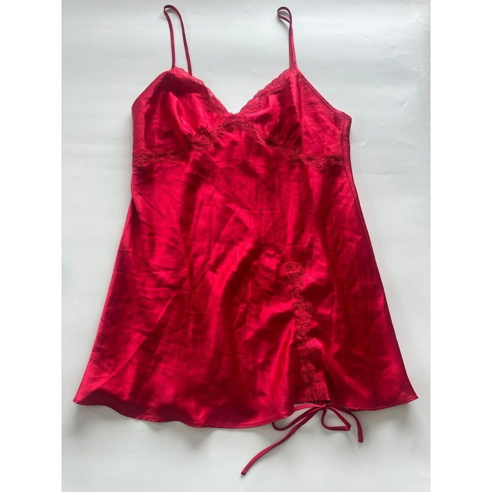 Victoria's Secret Women's LG Red Satin Mini Slip Dress Holiday Romantic